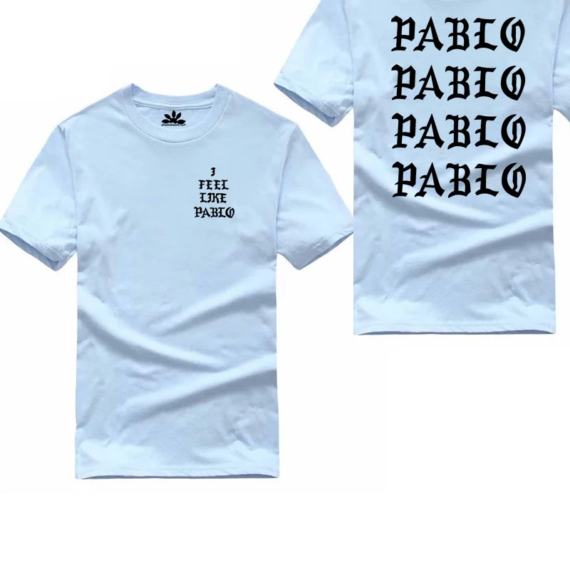 Kanye West, футболка с надписью «I Feel Like Pablo», Мужская Уличная футболка с надписью «Social Club Rapper», polera hombre, хлопок, футболка с надписью «Pablo», homme - Цвет: 3 Sky blue