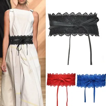 

2019 Fashion Droppshiping 1 Pcs Women Lady Dress Belt Lace Wide Waist Strap PU Decoration Fashion Waistband dg88