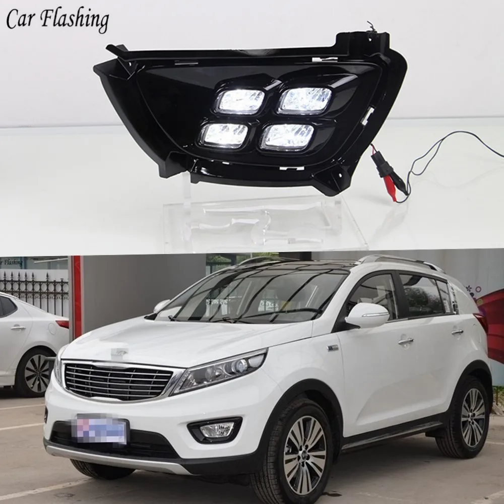 Автомобильный мигающий 2 шт. для Kia Sportage R яркий светодиодный DRL дневные ходовые огни противотуманный Дневной светильник наивысшего качества направляющий светильник