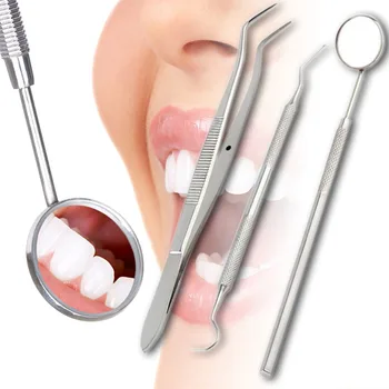 

3Pcs/Set Stainless Dental Tool Set Kit Dentist Teeth Clean Hygiene Picks Mirror HE01136