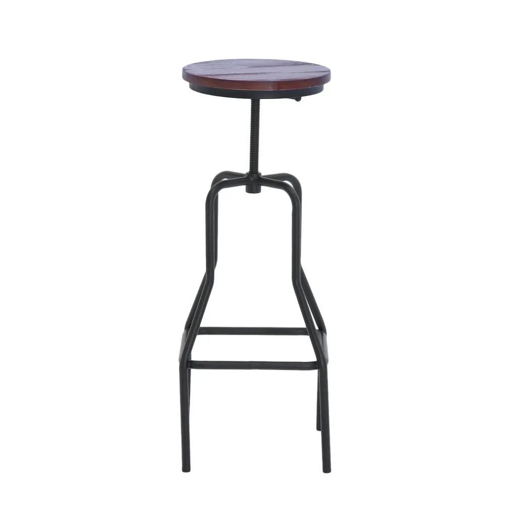 Adjustable Height Metal Vintage Bar Stool Metal Wooden Industrial Seat Kitchen Dining Chair Pipe Style Bar Stools Home Furniture