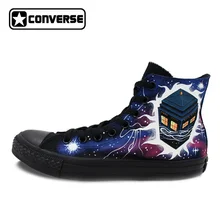 All Black Converse Chuck Taylor Men Women Hand Painted Canvas Shoes Design Police Box Galaxy Athletic Sneakers for Gifts