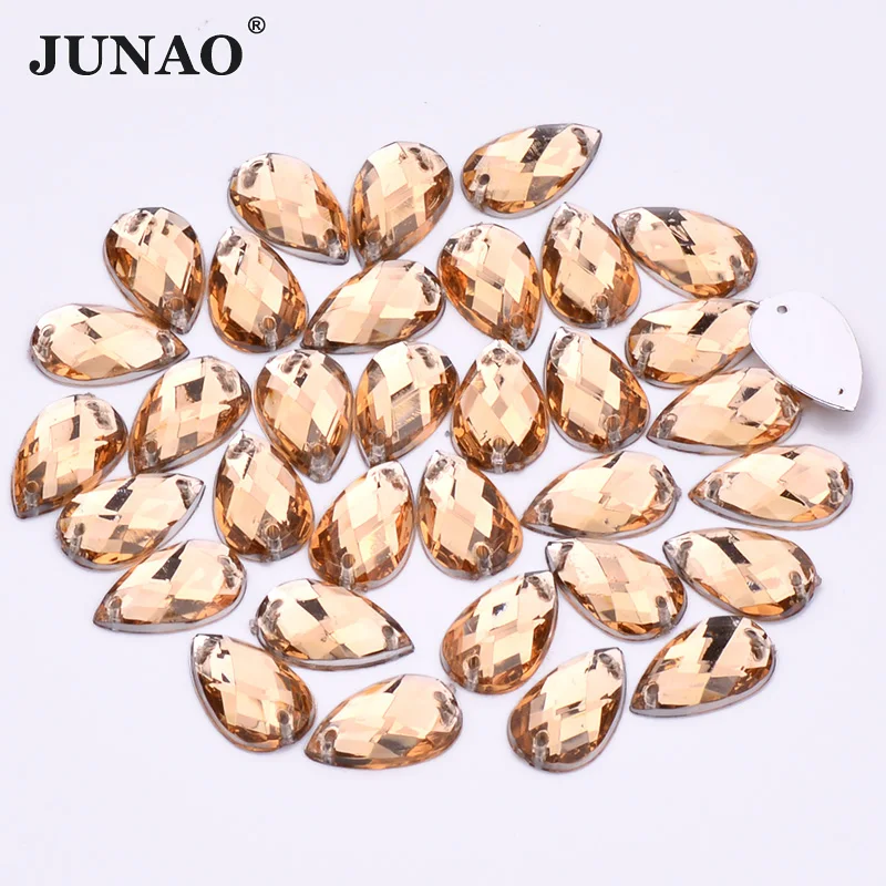 JUNAO, 18x25 мм, цвет шампанского, для шитья, большая капля, хрустальные стразы с плоской задней стороной, акриловые камни, пришитые кристаллами для рукоделия