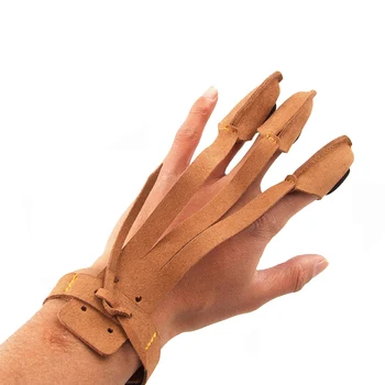 

Three Fingers Guard Archery Protective Glove Adjustable Length Pull Bow Arrow for Practice Hunting Shooting