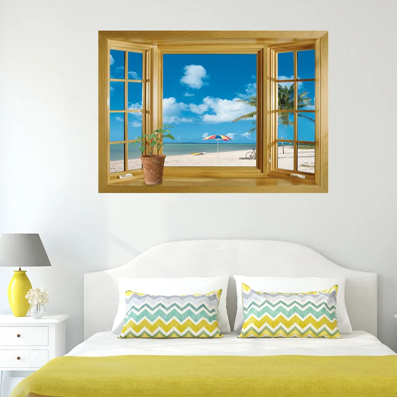 3D False Window Scenery Bedroom Decoration Wall Stickers DIY Tree Home Decor Decals Poster Mural