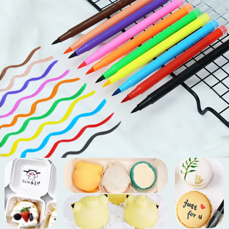 

10 Colors 5ML Fondant Cake Decorating Tools Edible Pigment Pen Portable Drawing Biscuits Food Coloring Pens Cake DIY Draw Tool