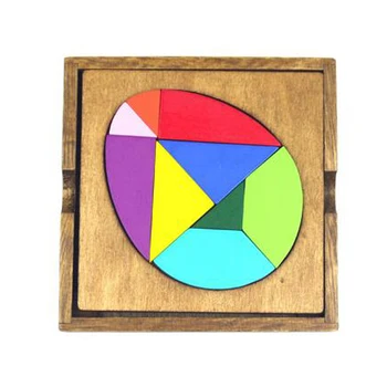 

Wooden Tangram Jigsaw Puzzle Colorful Square Puzzle Game Brain Teaser Intelligent Educational Toys For Kids