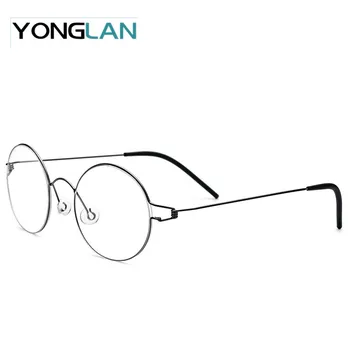

2019 Titanium alloy Optical Glasses Frame No screw Ultralight Design Round Myopia Optics Eyewear Clear Lens Gafas Goggles
