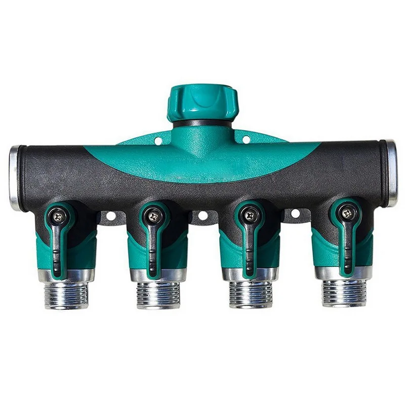 

new Metal one-way four-valve water dividing controller Garden lawn watering faucet joint water pipe diverter garden accessories
