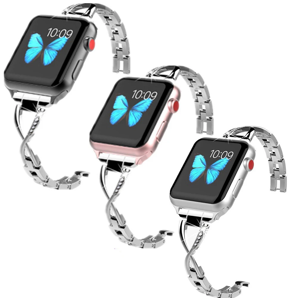 Наручный ремешок для Apple Watch 38 мм 42 40/44 бриллиантовый металлический спортивный
