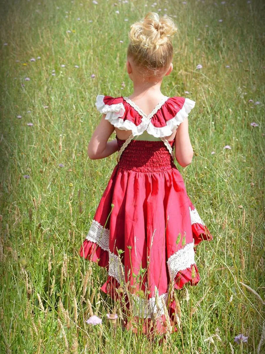 Baby Kids Girls Lace Princess Formal Gown Dress Summer Toddler Sleeveless Sundress Ruffle Party Bridesmaid Pageant Dresses (6)