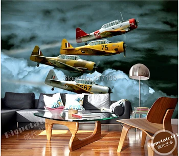 

Custom baby wallpaper three transport planes to fly fighter aircraft used for children baby room wallpaper background PVC