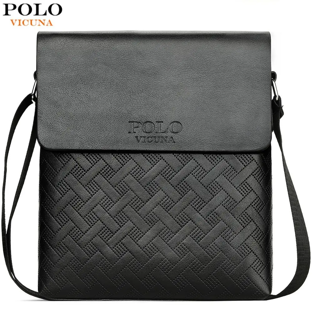 Buy VICUNA POLO New Arrival Plaid Leather Men Business Shoulder Bag With Wallet Set Series Vintage Bag Set Brand Men Messenger Bag