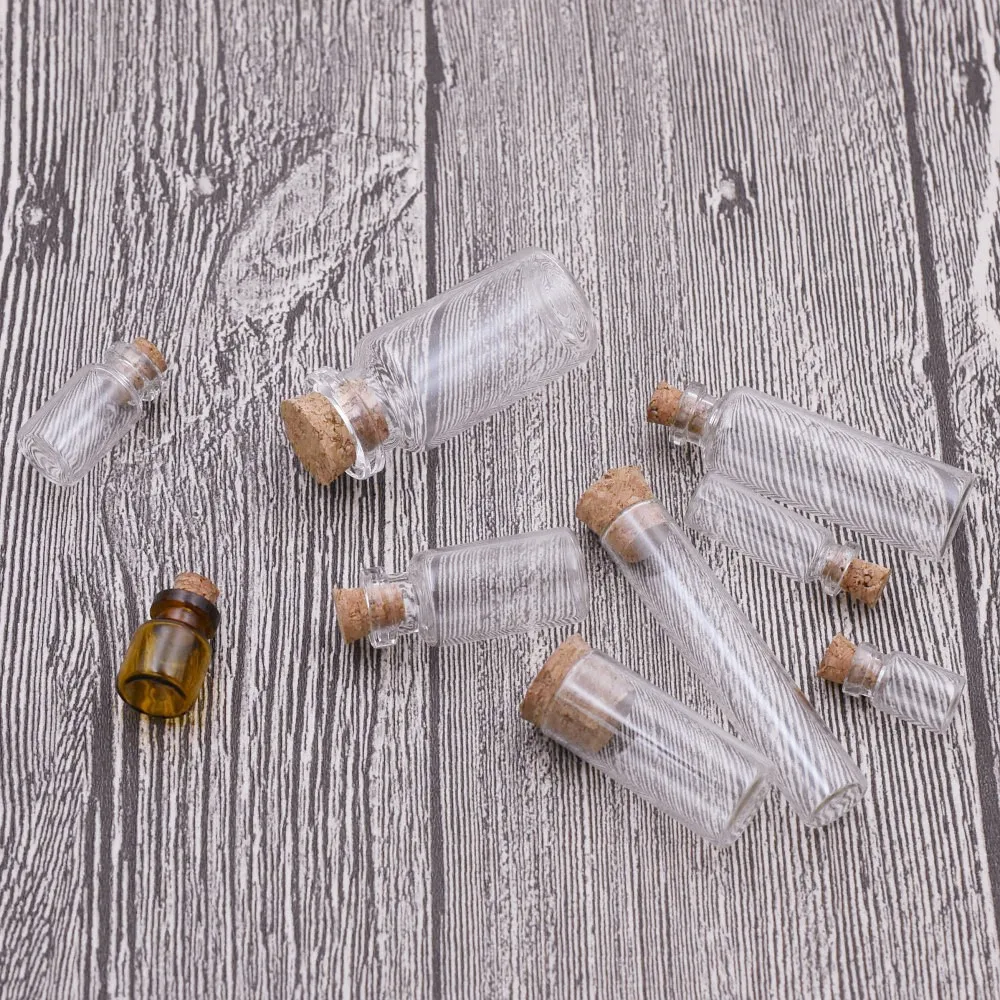 10 stück Leere Tiny Klar Glasflaschen Wishing Nachricht Kleine Mini flasche fläschchen Charme