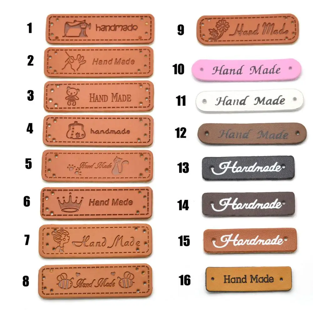 Leather Labels Clothing Labels Leather Tags Garment Labels Sewing Labels 30pcs Handmade Labels Tags Clothes Garment PU Leather Hand Made Jeans Bags Shoes DIY Sewing Supplies