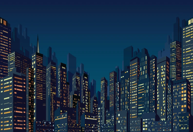 

7x5FT Super Heroes Skyline City Buildings Night Sky Custom Photography Studio Background Backdrop Vinyl 220cm x 150cm