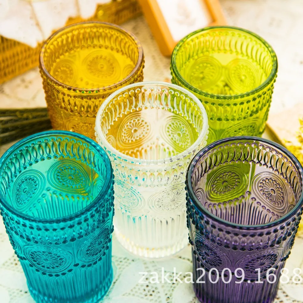 1 Pcs New KEYAMA High style Sunflower embossed breakfast juice glasses