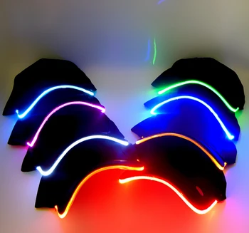 

10PCS LED Lighted Glow Baseball Caps Hip-Hop Adjustable Black Fabric Hat Cap 7 Colors For Selection Xmas Party Club