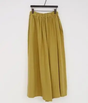 Новинка Лето Осень Высокая талия плюс размер широкие брюки женские длинные брюки однотонные желтые повседневные корейские хлопковые льняные брюки