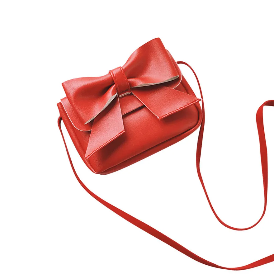 Детская Милая кожаная сумка с бантом для девочек, мини-сумка, роскошные сумки для девочек, дизайнерские сумки mujer C - Цвет: Красный