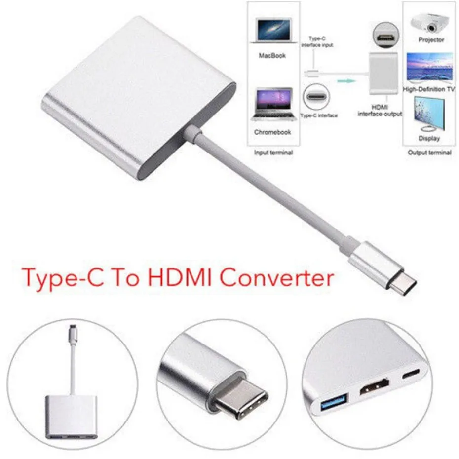 Basix USB C концентратор к HDMI адаптер Тип usb C концентратор к Hdmi 4 K USB 3,0 Порты и разъёмы с USB-C Мощность доставки для Macbook pro и Тип C устройств