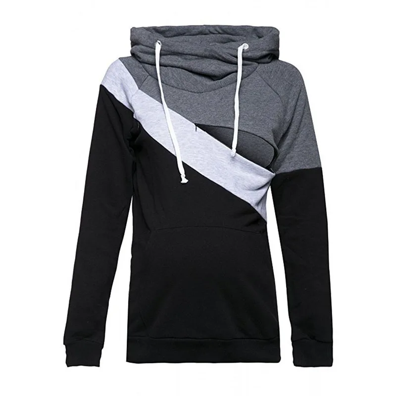 Long Sleeve Nursing Maternity Hoodies Sweater Zipper Breastfeeding ...