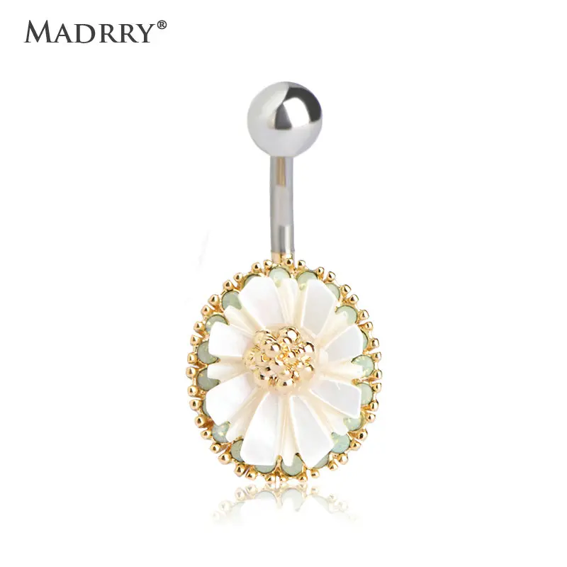 

Madrry Pretty Shell Oval Navel Bell Button Rings Beach Bikini Holiday Nombril 316L Medical Stainless Steel Body Piercing Jewelry