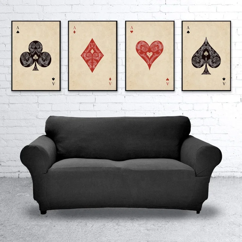 

Hd Print Ace Diamond Heart Poker Decks of Vintage Cards Print Canvas Modern Home Decoration Poster Wall Art Picture Painting