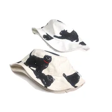 Шляпа Женская граффити кошачья миска cap Повседневная Дикий открытый Рыбацкая шляпа белье Материал Мужская шляпа от солнца весенний летняя Панама