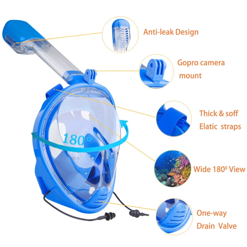 ZSPORT New Full Face Diving Mask Underwater Anti Fog Snorkeling Mask Swimmingwith Anti-skid Ring Earplugs for Scuba Gopro Camera ZSPORT New Full Face Diving Mask Underwater Anti Fog Snorkeling Mask Swimmingwith Anti-skid Ring Earplugs for Scuba Gopro Camera