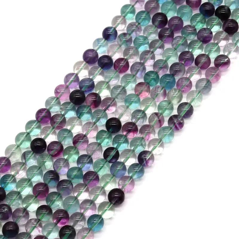 

Natural A-grade color fluorite smooth bead semi-finished product 6 mm 8 mm 10 mm 12 mm for DIY women's jewelry gift