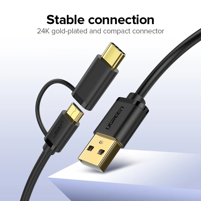 Ugreen USB Type C Cable for Samsung Galaxy S10 S9 Plus 2 in 1 Fast Charging Micro USB Cable for Xiaomi Tablet Android USB Cable Ugreen USB Type C Cable for Samsung Galaxy S10 S9 Plus 2 in 1 Fast Charging Micro USB Cable for Xiaomi Tablet Android USB Cable