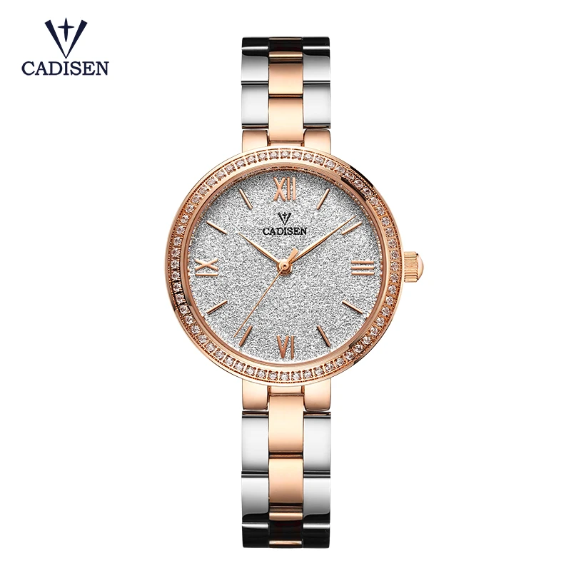 Beste Cadisen Vrouwen Luxe Merk Mode Dames Quartz Horloge Geschenken Volledige Rvs Strass waterdicht horloges CA2017