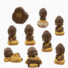 9 pc Monge Budista Estátua Estatueta Mini Ornamento Artesanato Decoração Bonsai Acessórios de casa de Bonecas Em Miniatura Decoração Do Bolo DIY