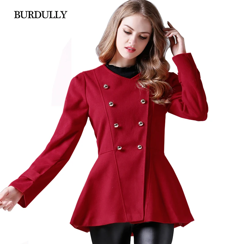 Beste BURDULLY Winterjas Vrouwen 2018 Mode Lente Herfst Jas Korte Slanke Dames Double Breasted Jassen Rood Abrigo Mujer Vintage