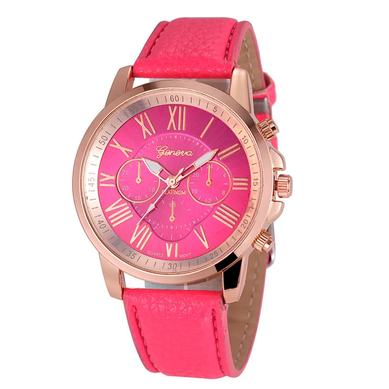 

Timezone# 301 Vogue Women Geneva Roman Numerals Faux Leather Analog Quartz Wrist Watch Dress Women Watch Clock