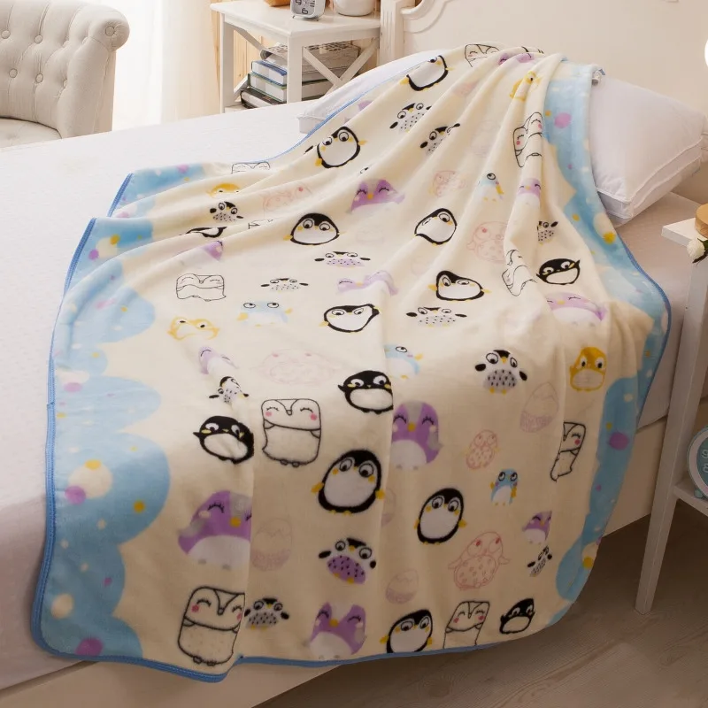 110*100 милое одеяло для новорожденного зимнее мягкое теплое пеленка с рисунком обертывание мягкое ворсовое одеяло детское постельное белье одеяло - Цвет: Penguin