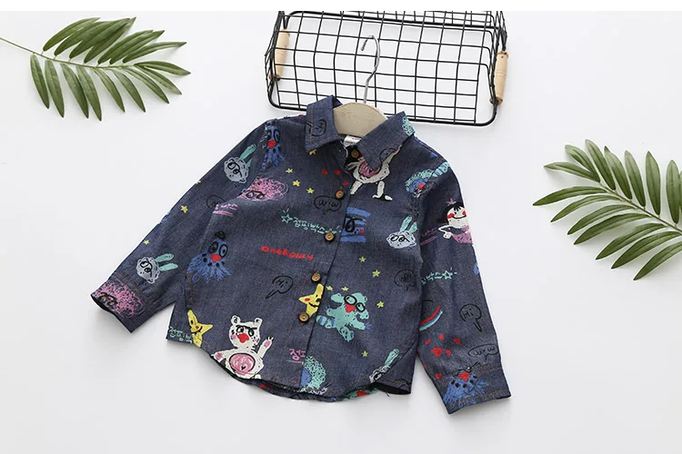 Girl Clothes 2018 Spring Autumn Hot Sale Children Clothing Turn-Down Collar Long Sleeve Animal Print Demi Shirts For Girls (6)