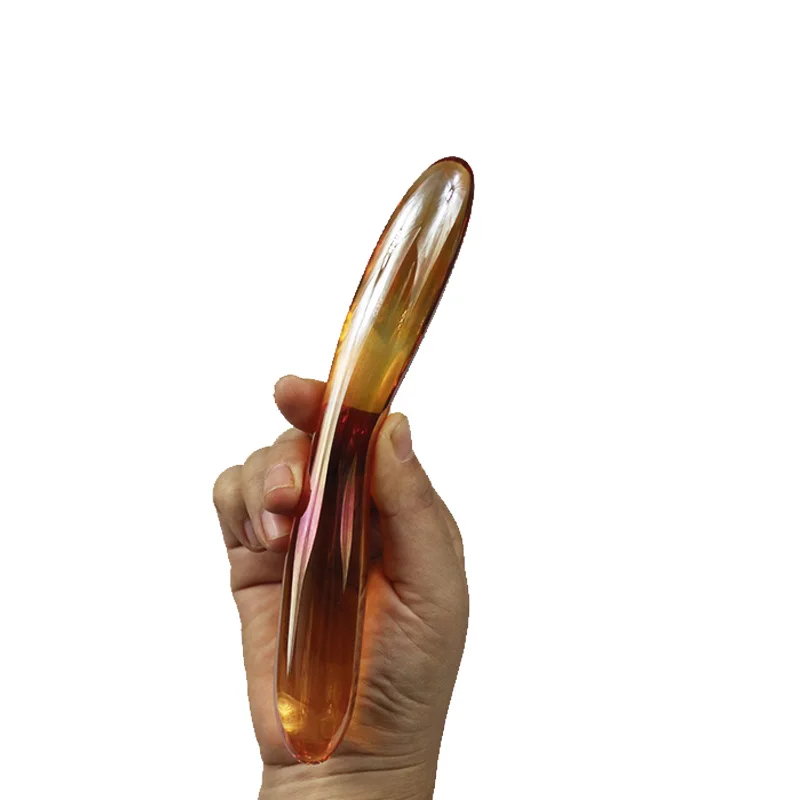 Golden Glass Dildo Anal Toys Adult Crystal Female Sex Products Pyrex Thick Crystal Dildo Glass Dildos Crystal Female Sex Product