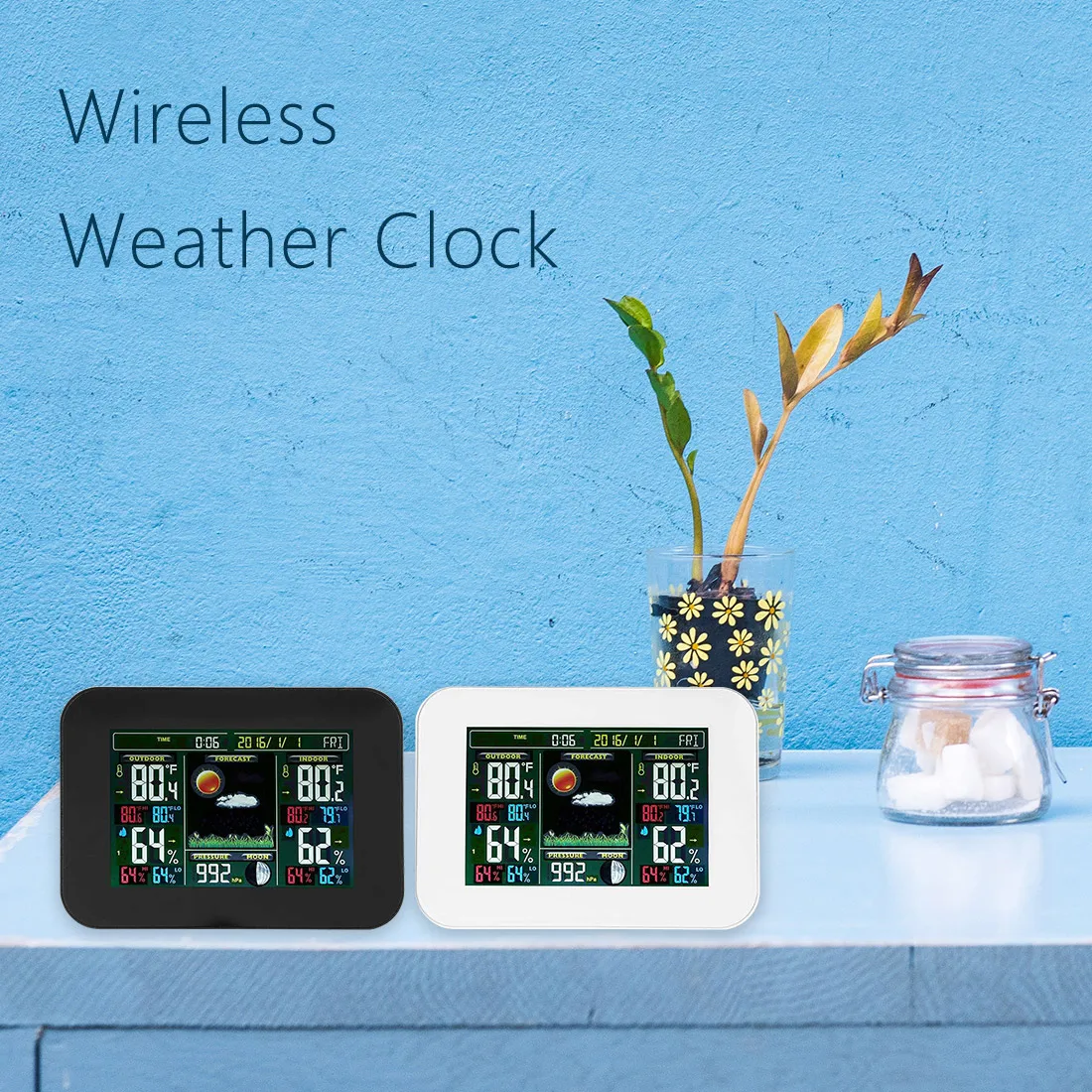 

Thermometer Hygrometer Clock Wireless Weather Station With Forecast Temperature Humidity EU Plug Alarm and Snooze