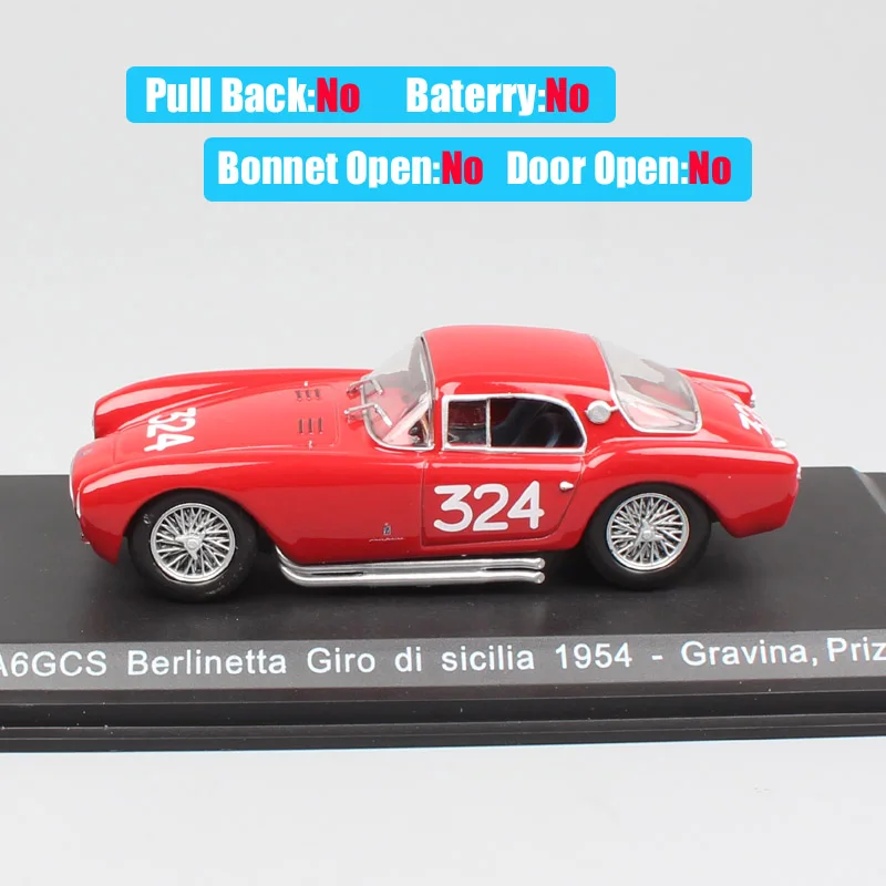 Классический 1:43 Масштаб старый A6 GCS Berlinetta тур по Сицилии Италия 1954 гонщик № 324 Gravina Prizzi литье под давлением модельные машины игрушечный автомобиль