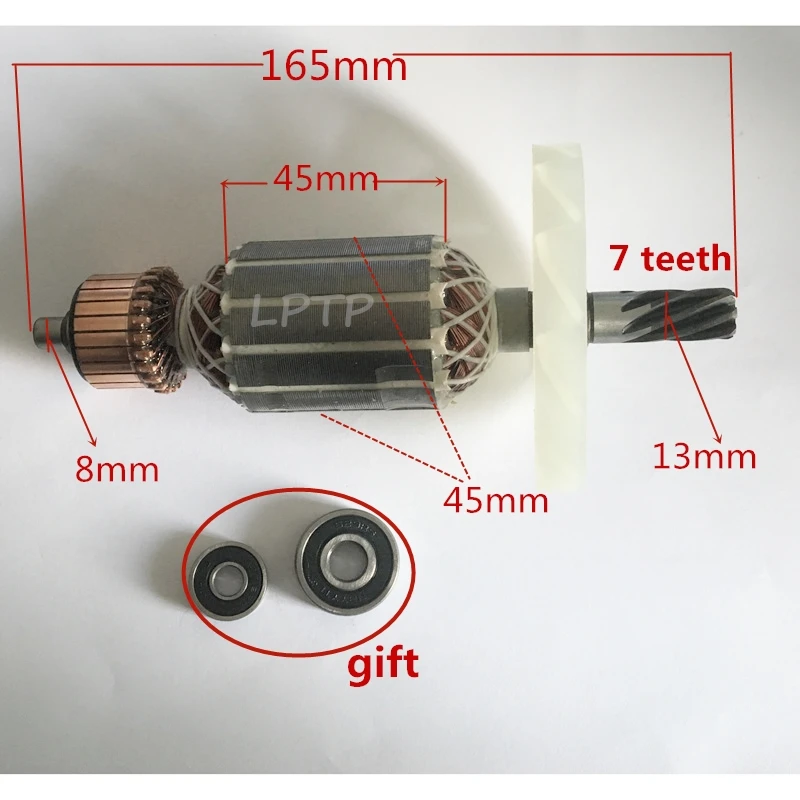 

Fast Send! 7 Teeth AC220-240V Motor Armature rotor motor Replacement for MAKITA HM0810 HM0810B HM0810T 0811 0810 0842 0840