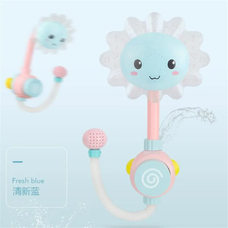 Детская забавная вода игра Ванна игрушка Ванна для купания смеситель для душа Подсолнух Спрей Вода плавание ванная ванна игрушки для детей - Цвет: Синий