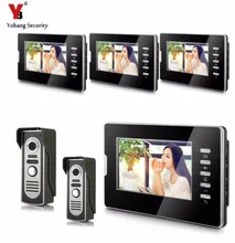YobangSecurity Video Intercom 7″Inch Visual Video Doorbell Door Phone System IR Night Vision 2-way intercom 2 Camera 4 Monitor
