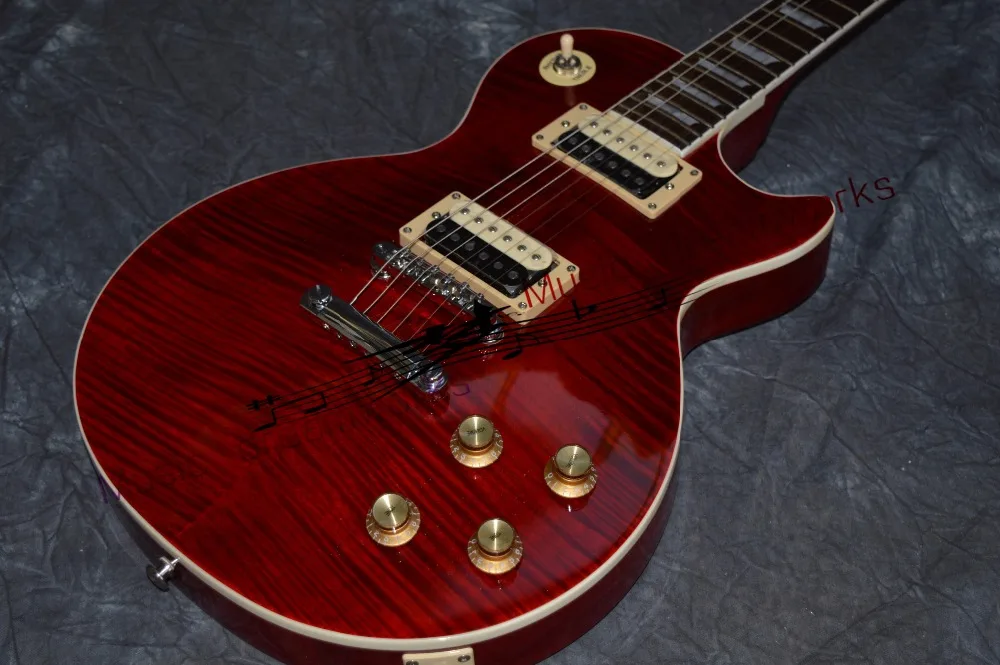 

China OEM Firehawk shop.G sla sh RED flame maple wood grain electric guitar free shipping