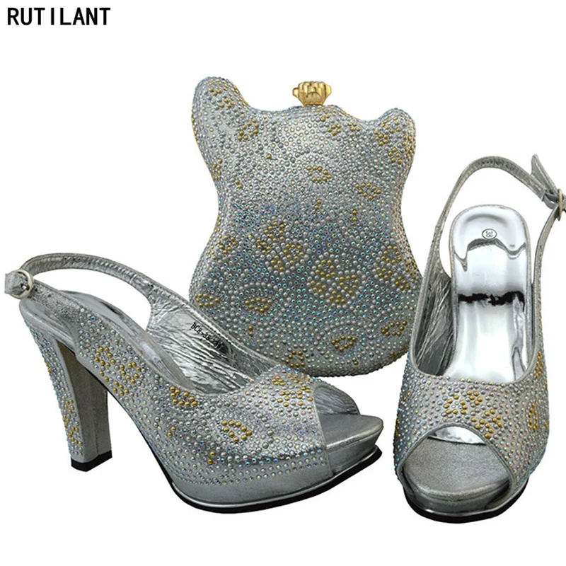 

Italian Shoes with Matching Bags High Quality African Shoe and Bag Set for Party In Women Italian Shoes and Bag Set for Wedding