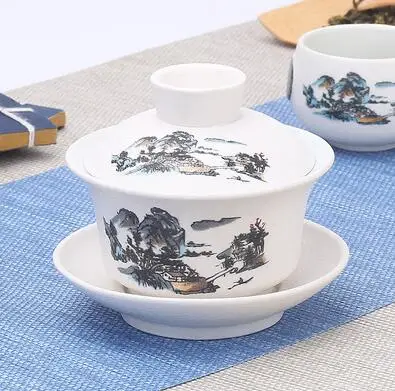 Китайский Gaiwan чайный набор кунг-фу белый керамический гайвань синий и белый фарфор чайная посуда Tureen Sancai чайная чашка для пуэр - Цвет: 200ml