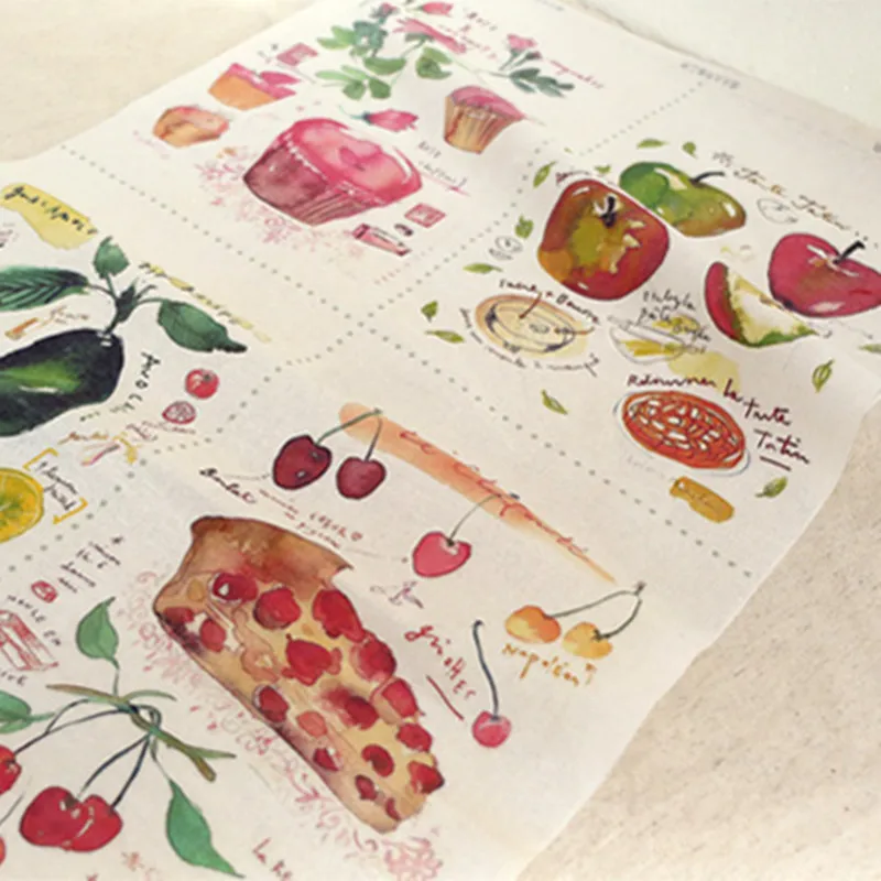

50x120cm Cotton Linen Fabric Positioning Printed Fresh Cut Fruit DIY Upholstery Material M07