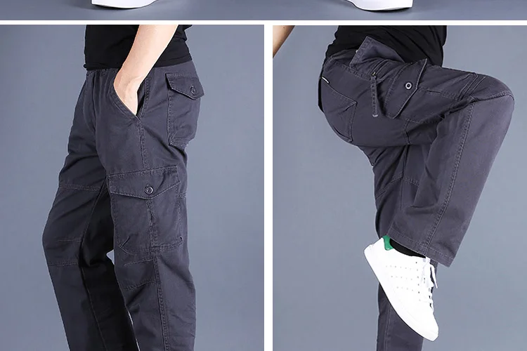 Весна Зима Большой Размер 7XL прочные брюки карго мужские хлопковые брюки прямые Свободные мешковатые штаны Военные повседневные джоггеры черные армейские