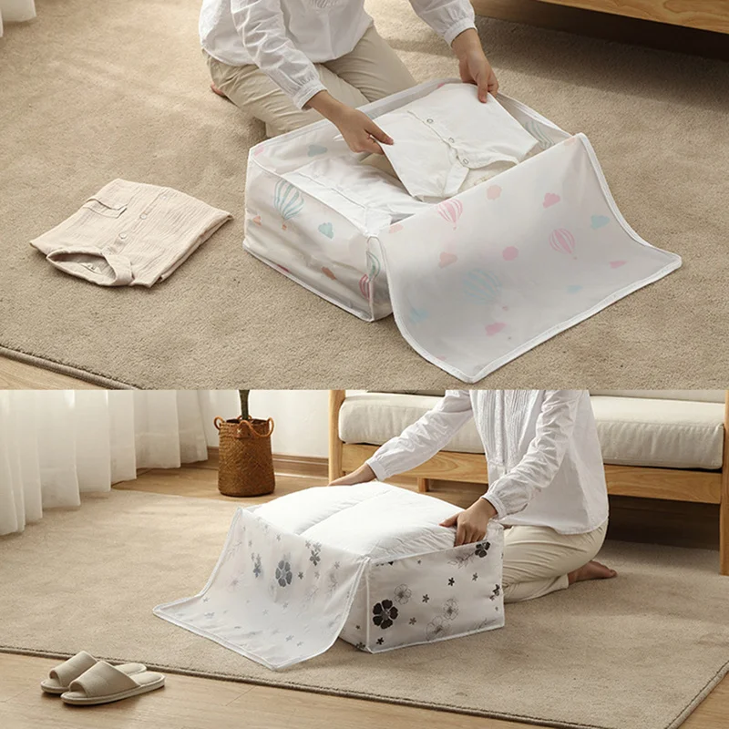 QQSGBD 5pcs Shape Quilt Storage Bag Home Clothes Quilt Pillow Blanket Storage Bag Travel Luggage Organizer Dampproof Sorting Bag Clothes storage bag Color : Flowers, Size : S 55x36x20cm